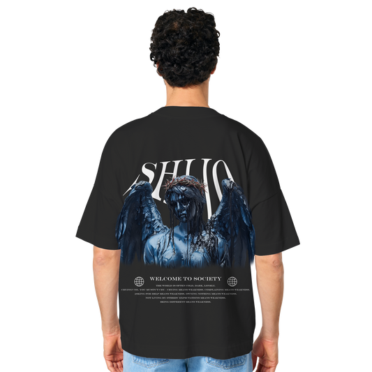 Society Withe Print - Organic Oversize Shirt